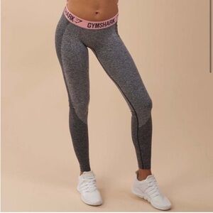 Gymshark Flex Leggings Charcoal Marl/ Peach Pink XS Grey Pink